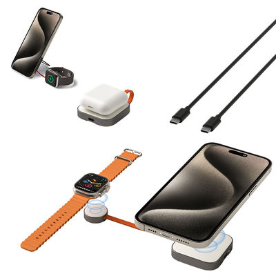 Chargeur portable 3 en 1 Magsafe personnalisé avec support de téléphone caché