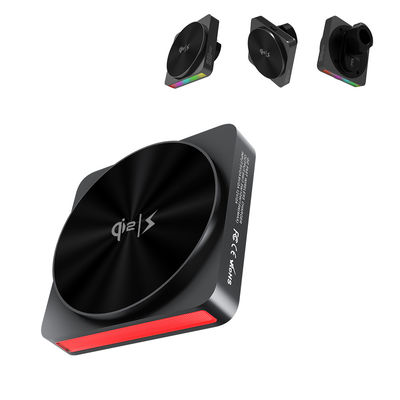 Chargeur sans fil de 15W avec projection de lumière ambiante RGB de 9 couleurs et contrôle central pour porte-téléphone magnétique de voiture