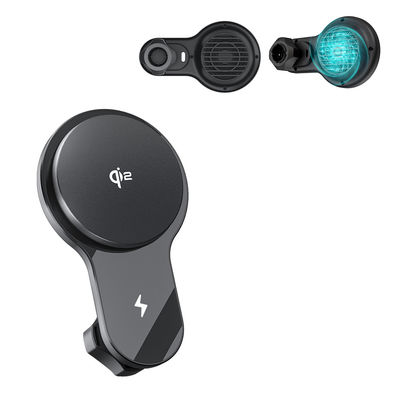 Chargement sans fil Porte-téléphone pour voiture Ventilateur ultra-mince refroidissement Chargement rapide Porte-téléphone pour voiture Avec une forte stabilité magnétique