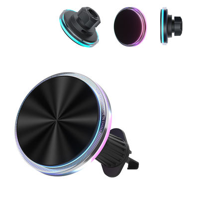 Iphone 15 Pro Max Charger Monture magnétique ambiante pour voiture avec 1,7 kg d'attraction magnétique forte et lumières RVB personnalisables