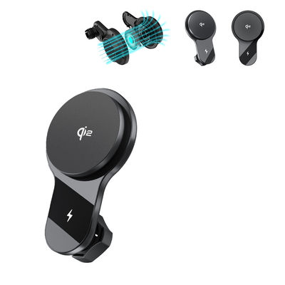 Forte stabilité magnétique Ventilateur ultra-mince Refroidissement Chargement rapide Chargement sans fil Porteur de téléphone pour voiture Opération à une main