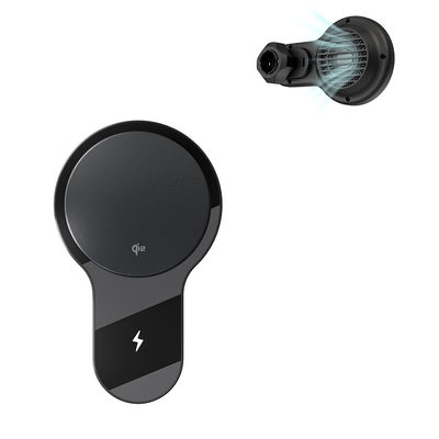 Forte stabilité magnétique Ventilateur ultra-mince Refroidissement Chargement rapide Chargement sans fil Porteur de téléphone pour voiture Opération à une main