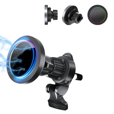 Alloy d'aluminium Texture Porteur de téléphone pour voiture sans fil Magsafe Car Mount RGB Effect de lumière Chargement rapide